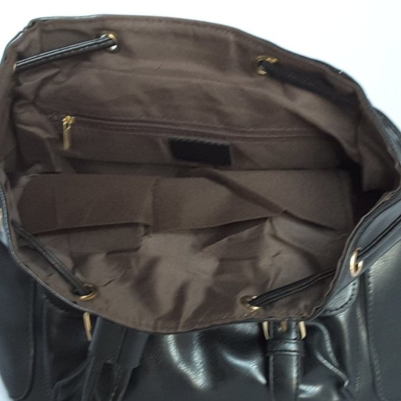 BLACK FAUX LEATHER BACKPACK - Picture 6 of 6